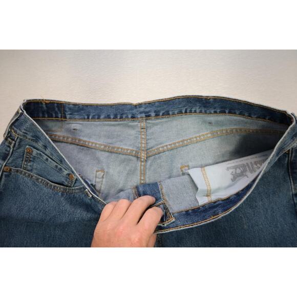 Levi's 505 Regular Fit Straight Rugged Denim Blue Jeans Mens Sz 44 x 30 - Picture 6 of 8